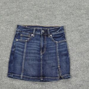 American Eagle Skirt Womens 00 Blue High-Rise Mini Next Level Stretch Dark Wash